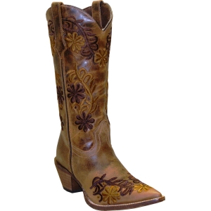 Rawhide by Abilene Ladies Brown Two Toned Floral Boot 5024